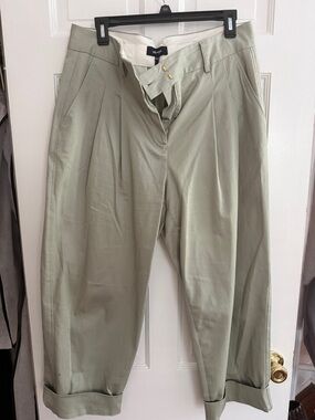 ME + EM tailored cuffed pants in light green. Size US 10.